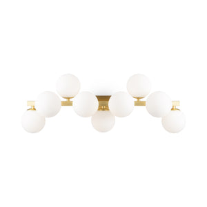 Applique Contemporanea Dallas Metallo Oro 9 Luci Diffusori Bianco