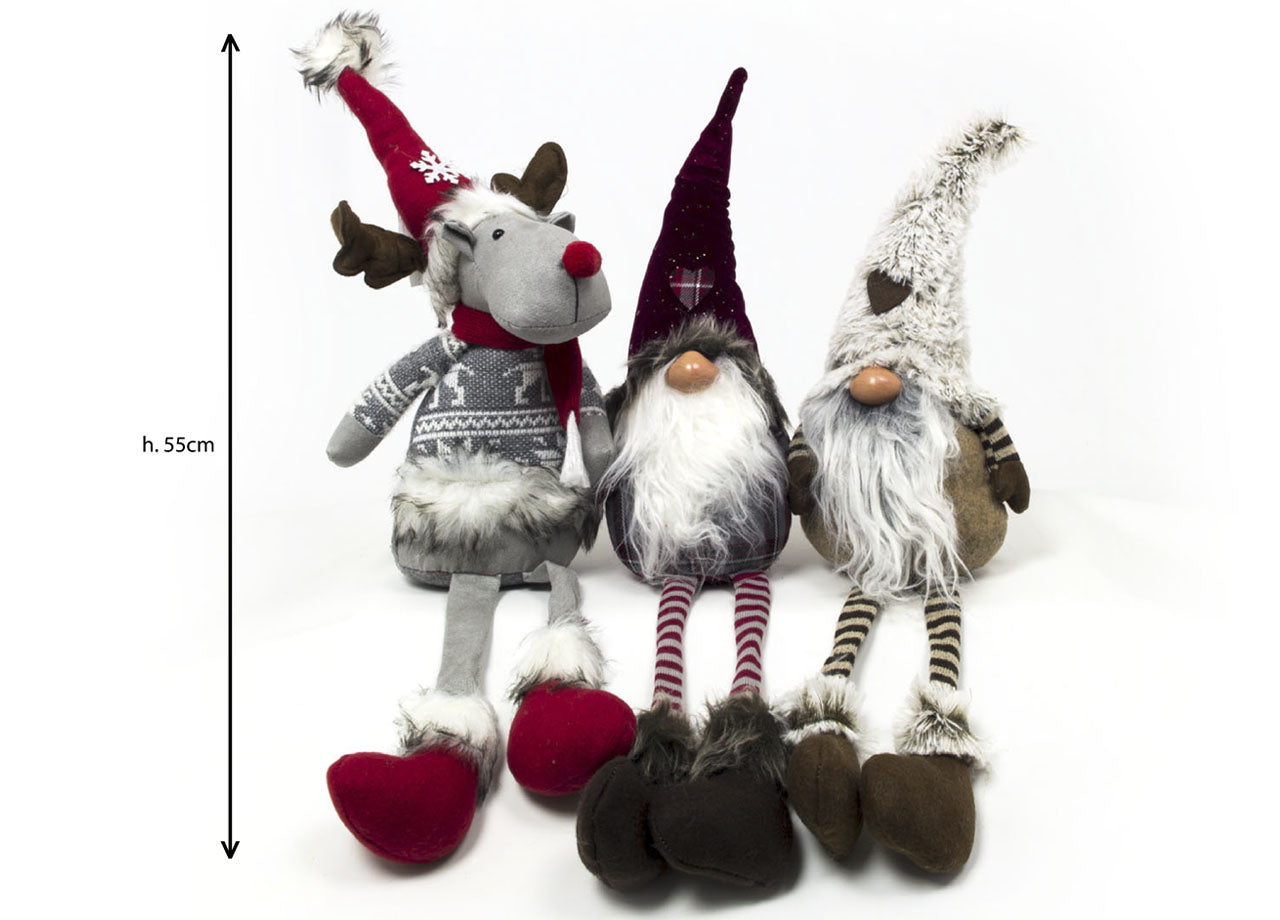 Gnomo Rosso Seduto Fermaporta Decorativo Con Gambe Molli Altezza 55 cm