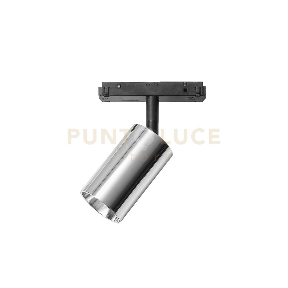 MODENA SP/P - FARETTO PROIETTORE REGOLABILE CROMO PER BINARI 48V INCASTRO MAGNETICO LED 3000K 502LM 8W