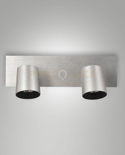 MODO  SPOT ALLUMINIO SPAZZOLATO 2 LUCI ALLUMINIO SPAZZOLATO ORIENTABILE  ATTACCO GU10 IP20