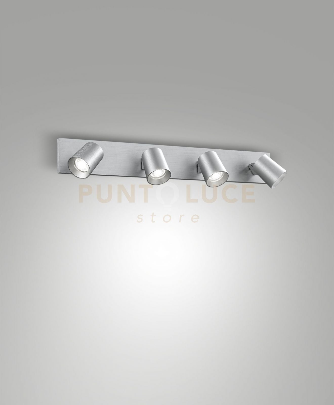 MODO SPOT ALLUMINIO SPAZZOLATO 4 LUCI ORIENTABILE  ATTACCO GU10 IP20