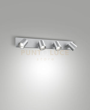 MODO SPOT ALLUMINIO SPAZZOLATO 4 LUCI ORIENTABILE  ATTACCO GU10 IP20
