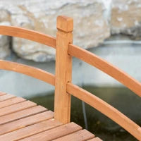 Ponte da Giardino in Legno, Decorazione del Giardino, 185L x 72l x 58H cm con Parapetto, Legno di Abete, Arancione