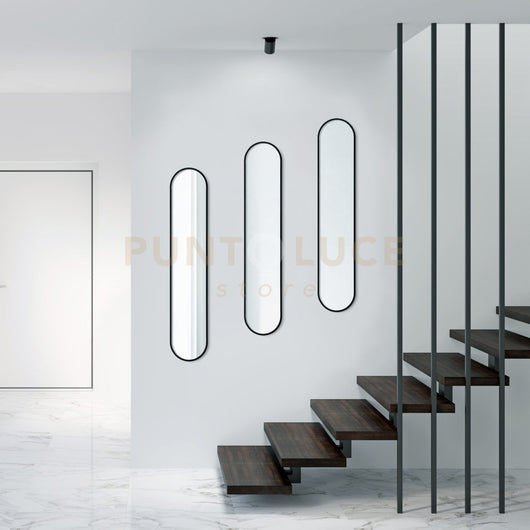 MONI SPECCHI DA PARETE CON CORNICE PLASTICA INSTALLABILE VERTICALMENTE ED ORIZZONTALMENTE COLORE NERO 20X101CM