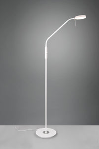 MONZA PIANTANA LED 12W 1400lm, 2300+3000+4000K CON 2 SNODI FLESSIBILI BIANCO E CROMO CON REGOLAZIONE INTENSITA' E TEMPERATURA DI COLORE H.145CM