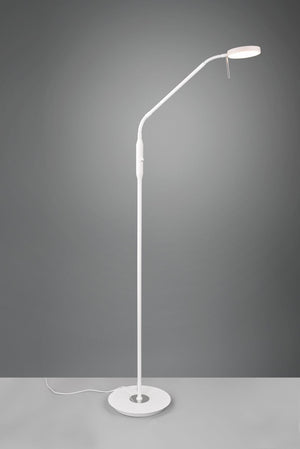 MONZA PIANTANA LED 12W 1400lm, 2300+3000+4000K CON 2 SNODI FLESSIBILI BIANCO E CROMO CON REGOLAZIONE INTENSITA' E TEMPERATURA DI COLORE H.145CM