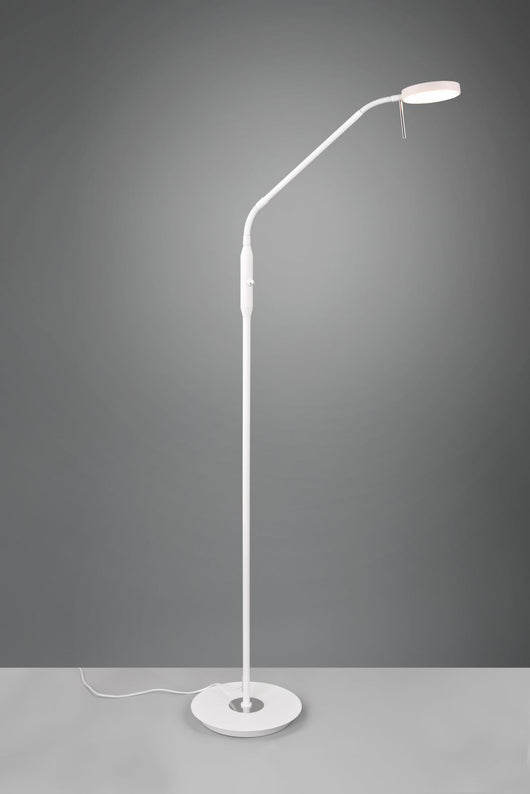 MONZA PIANTANA LED 12W 1400lm, 2300+3000+4000K CON 2 SNODI FLESSIBILI BIANCO E CROMO CON REGOLAZIONE INTENSITA' E TEMPERATURA DI COLORE H.145CM