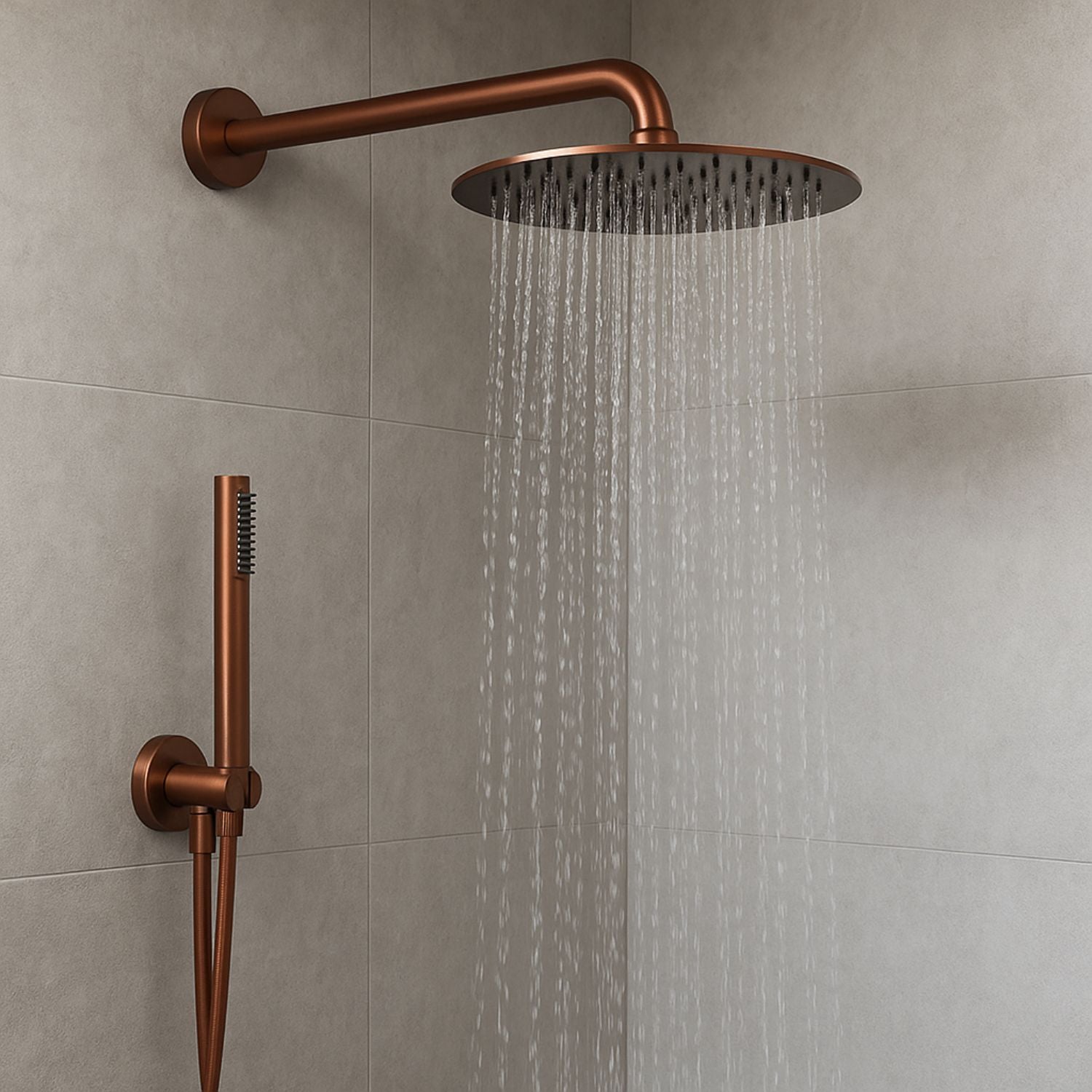 Set per doccia soffione tondo in acciaio inox 250 millimetri finitura oro rosa *** finitura- oro rosa, confezione 1