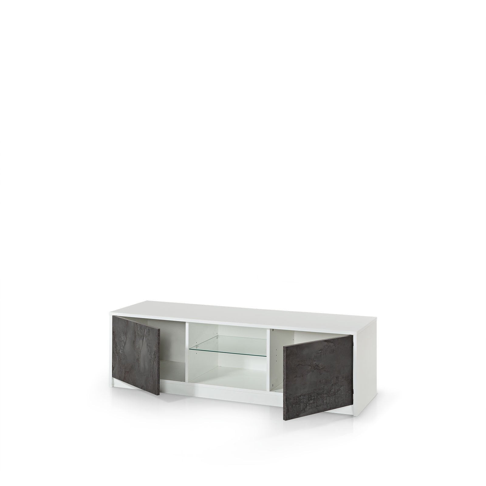 Porta TV HORBY bianco/ossido