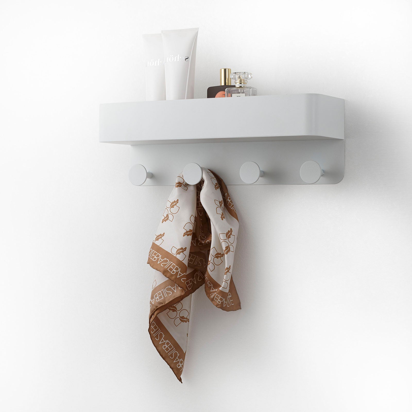 Mensola p/oggetti con appendiabiti HARU bianco
