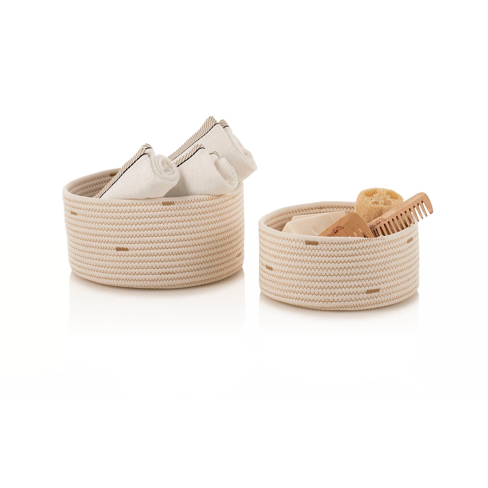 Set 2 cestini portaoggetti in cotone OMAR