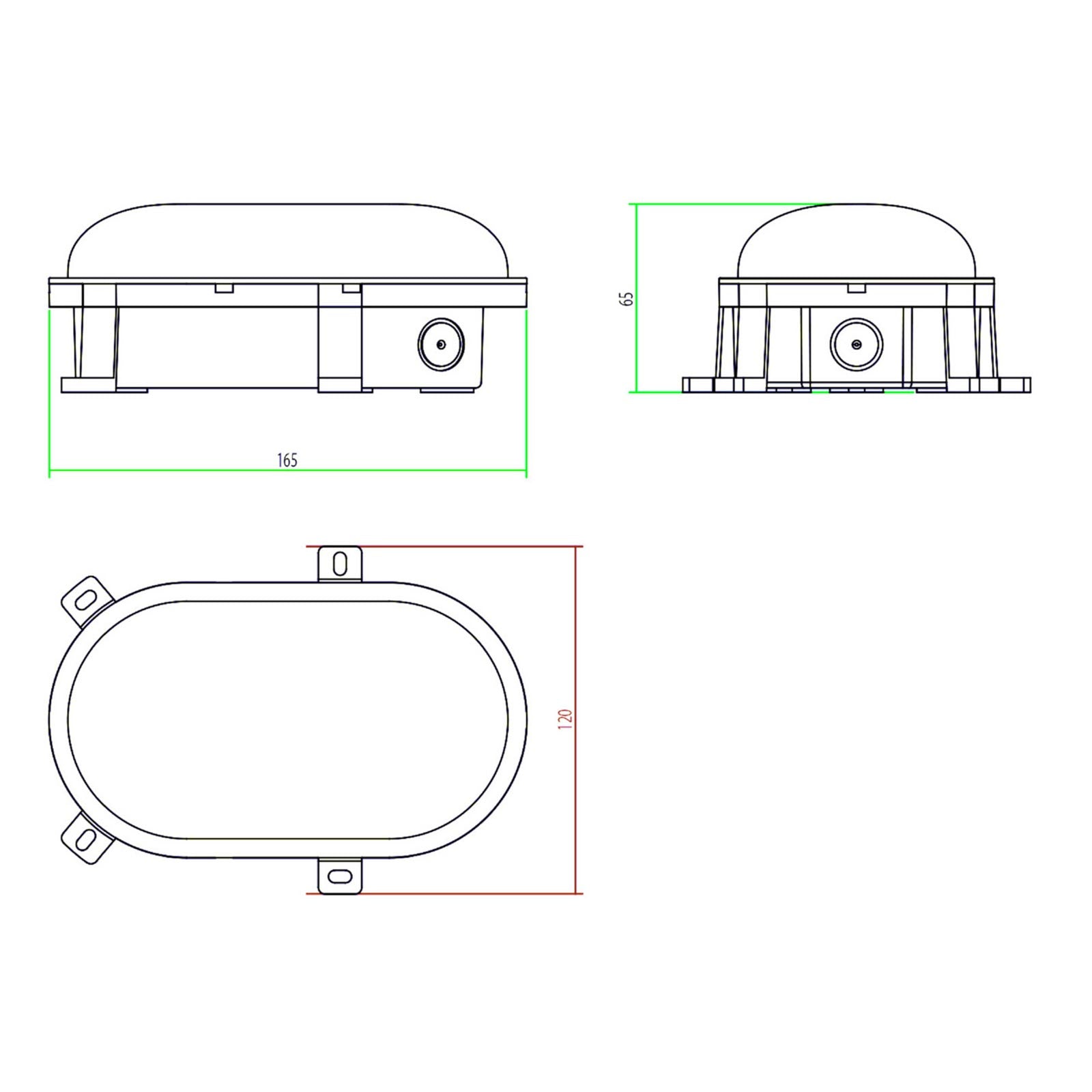 Plafoniera ovale IP54 tartaruga LED interruttore CCT doppia potenza luce parete soffitto cantina garage parcheggio balcone 230V colore BIANCO