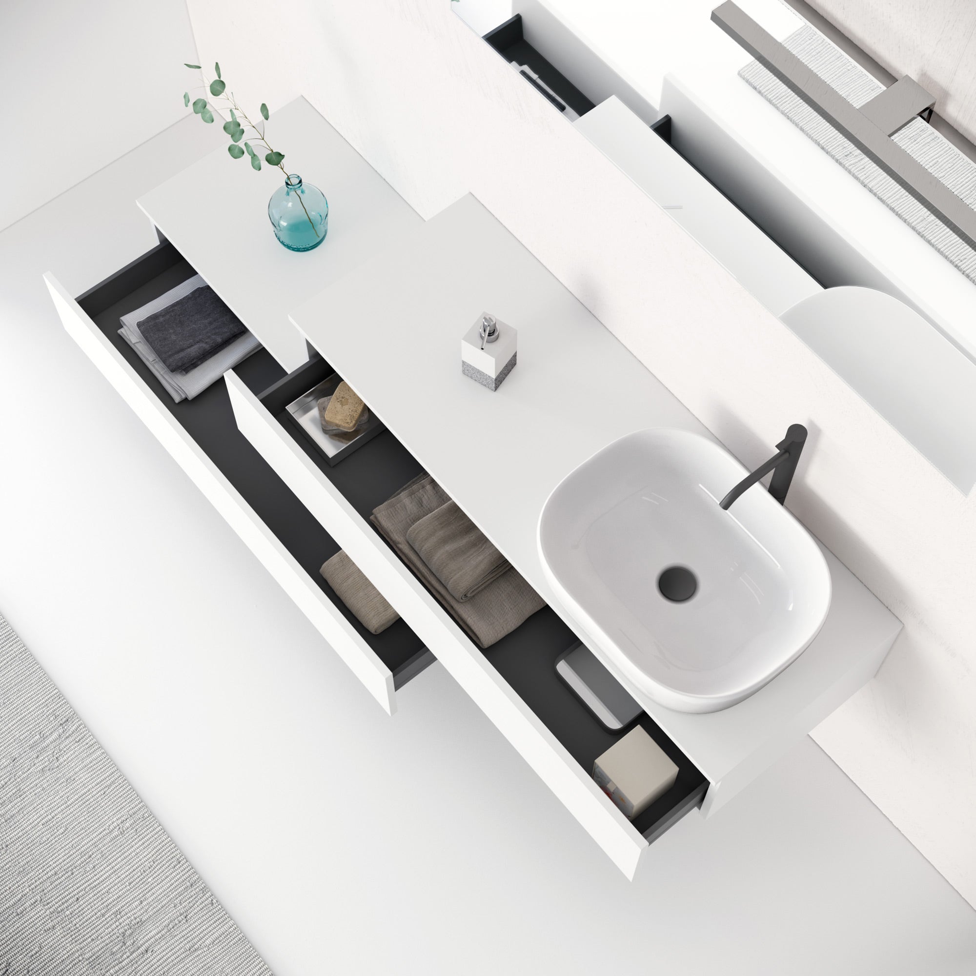 Composizione 5 pezzi ASTRA bianco opaco_140x45x190