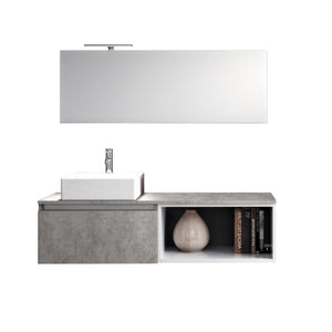 Mobile bagno composizione 6 pezzi L.140 P.46,5 H.190 cm AURORA colore cemento