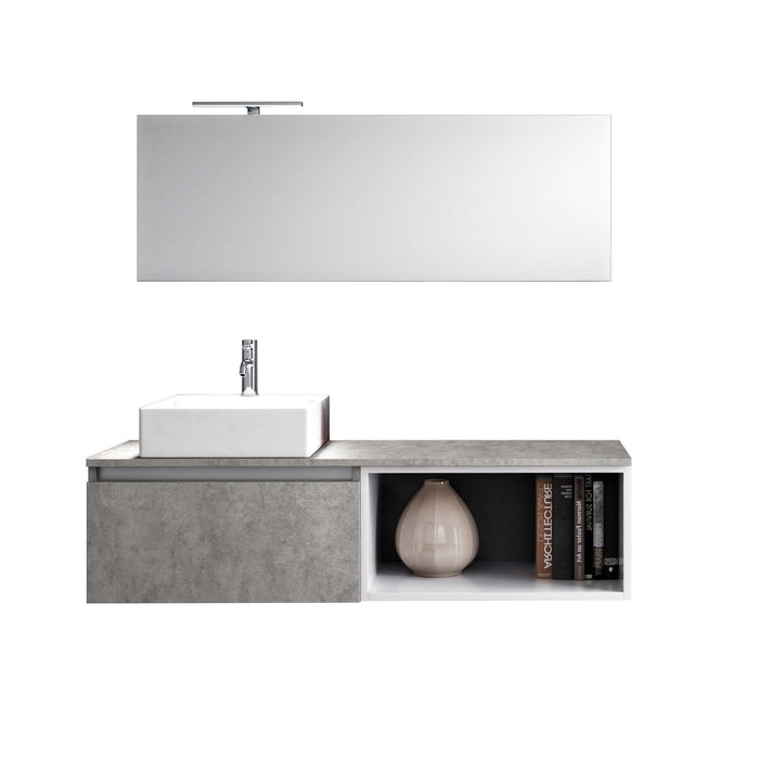 Mobile bagno composizione 6 pezzi L.140 P.46,5 H.190 cm AURORA colore cemento