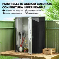 Casetta Porta Attrezzi Capanno in Acciaio Impermeabile 142x84x189cm