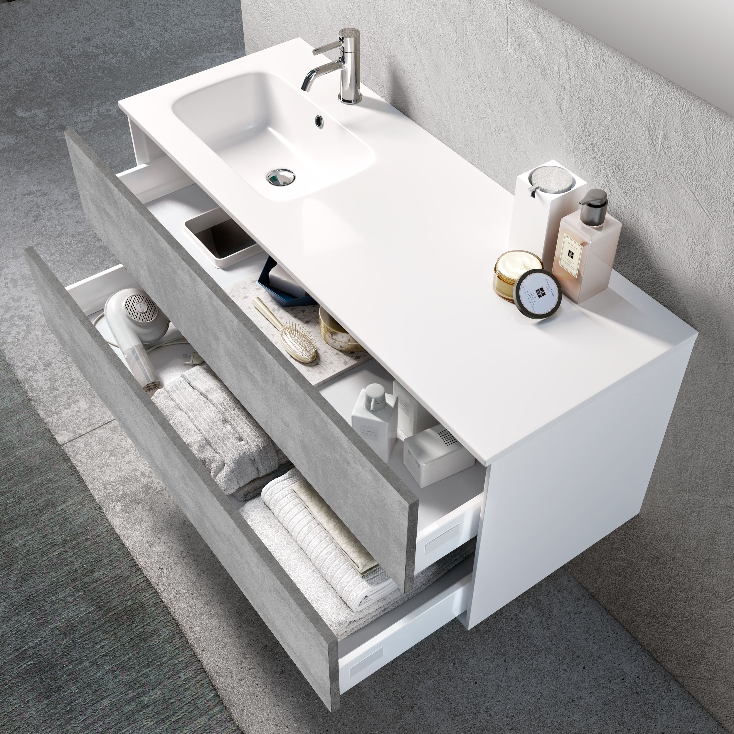 Mobile bagno composizione vasca SX 4 pezzi IGEA colore cemento