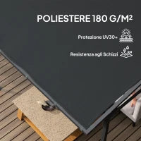 Pergola Addossata con Chiusure a Strappo, in Metallo e Poliestere, 238x238x235/194 cm, Grigio Scuro