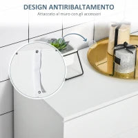 kleankin Mobile Bagno Moderno con 2 Ante, 2 Ripiani Regolabili e Maniglie Argentate, 60x30x80 cm, Bianco