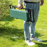 Sedia Inginocchiatoio Pieghevole con Cuscinetto Imbottito, in EVA e Acciaio, 58x28x49 cm, Verde e Nera