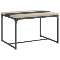 Tavolo da Pranzo per 6 Persone, Stile Industriale in Metallo Nero e Legno, Dim, 120 L x 89 L x 75,5 H cm