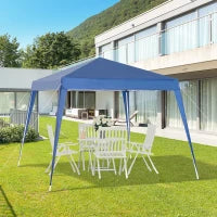 Gazebo Pieghevole da Giardino 2.4x2.4m con Struttura in Acciaio e Corde Antivento, Blu