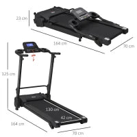 Tapis Roulant Elettrico Pieghevole Salvaspazio, Velocità 14km/h, Monitor LCD 5 Programmi e Presa USB, per Casa e Ufficio, Motore 750W, Nero