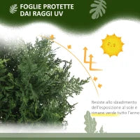 Set 2 Piante Finte di Cedro in PE con Vaso di Plastica PP, in Acciaio e Cemento, 38x12.5x90 cm, Verde