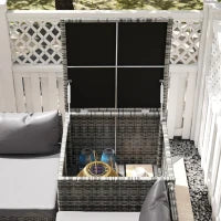 Set da Giardino 4 Pezzi con 2 Divani 2 Posti, Tavolino da Caffè e Tavolino Alto, in Acciaio e Rattan