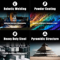 Muscleman - Set 2 Cavalletti per Auto Portata 3000 kg Regolabile in Altezza 28-42 cm Supporto in Acciaio Rosso