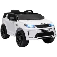 Macchina Elettrica per Bambini a Licenza Land Rover con Fari, Clacson e Cintura,106x65.5x51 cm, Bianco