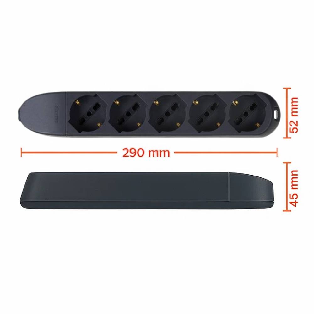 Bticino 3682g multipresa poker grigia 5 prese universali 2p+t 10/16a 250v