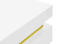 Tavolino Salotto Moderno Lucido con 2 Cassetti e Accenti Dorati, Materiali di Alta Qualità, 70×70×35.5 cm, Bianco