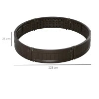 Letto per Orto Rialzato in HDPE, Fioriera da Esterno Rotonda, Φ123x21cm, Marrone