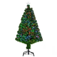 Albero di Natale a Fibre Ottiche 120cm Albero di Natale Artificiale con 16 Luci LED di 3 Colori e Rami in PVC