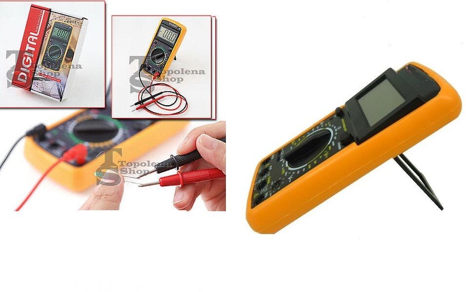 MULTIMETRO DIGITALE TESTER PROFESSIONALE  CON CAVI e GUSCIO