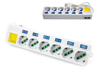 MULTIPRESA 6 POSTI SCHUKO BIPASSO 10-16A CON 7 INTERRUTTORI PROTEZ FULMINI
