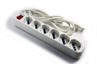 MULTIPRESA ELETTRICA CIABATTA PRESA 6 POSTI 6 SHUKO INTERRUTTORE SICUREZZA 2500W