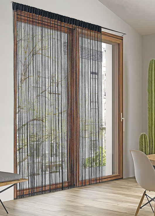 Tenda Antimosca Antirumore Caduta Pannello Porta Finestra Casa Multistring Silver - 100x200 - Nero