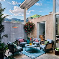 Mpc Murcia 2000w Riscaldatore a Infrarossi Da Patio Con 2000w Regolabile Argento Realizzato In Acciaio e Alluminio Telecomando Con Timer Incluso Protezione Ip65 Ideale Per Dehors e Ambienti Interni