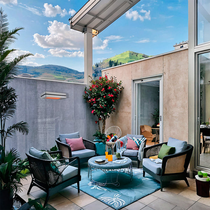 Mpc Murcia 2000w Riscaldatore a Infrarossi Da Patio Con 2000w Regolabile Argento Realizzato In Acciaio e Alluminio Telecomando Con Timer Incluso Protezione Ip65 Ideale Per Dehors e Ambienti Interni