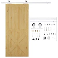 Kit per Porta Scorrevole con Binario 183cm, Rotelle e Minuteria Inclusa, Bianco