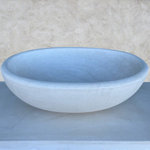 Pilozza lavabo ovale cemento calcestruzzo l.60xp.40xh.20 cm bianca serie ostuni