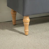 Panchina Contenitore 2 in 1 con Coperchio in Velluto a Molla Trapuntato e Piedi in Legno, Grigio Scuro