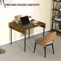 Tavolo da Pranzo a Ribalta stile Industriale per 2-4 Persone in Legno e Metallo, 120x79x79 cm, Marrone Rustico