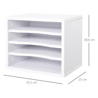 Organizer da Scrivania in Legno a 4 livelli, 35.5x25x28.6cm, Bianco