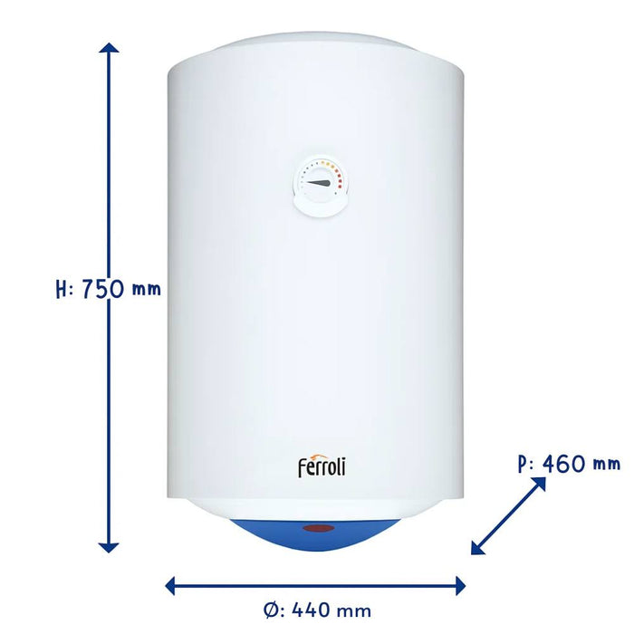Ferroli calypso scaldabagno verticale elettrico garanzia 2 anni classe energetica c *** capacità 80 litri, confezione 1