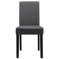 Kit di 2 sedie imbottite con gambe in legno massello, rivestimento sintetico, design grigio scuro, 90 x 37/42 x 48 cm 03_0002361