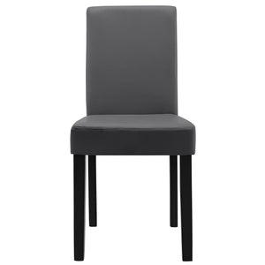 Kit di 2 sedie imbottite con gambe in legno massello, rivestimento sintetico, design grigio scuro, 90 x 37/42 x 48 cm 03_0002361