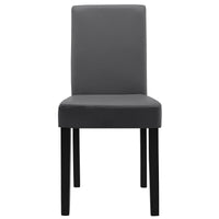 Set Pranzo con Tavolo 140x90 cm e 6 Sedie in Similpelle - Bianco / Grigio scuro [en.casa]